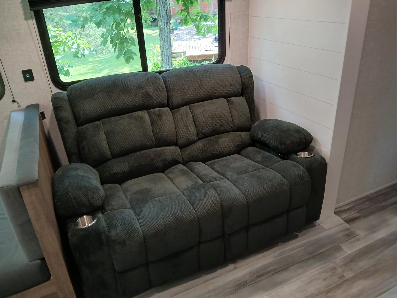 RV Loveseat Recliner Sofa, Reclining Loveseat Home Theater Seating with USB Ports, Cup Holders, Insert Pockets, Wall Hugger RV Recliners for Movie Room, Recline Movie Seats Gaming Sofa customer photo 2
