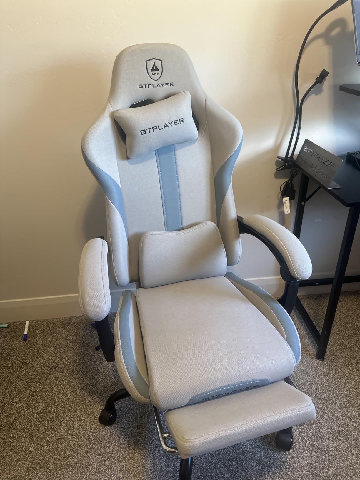 GTPLAYER Gaming Chair with Foot Rest & Pocket Spring Cushion, Ergonomic High Back Computer Desk Chair with Headrest & Lumbar Support for Back Pain Relief, Breathable Fabric, Black customer photo 1