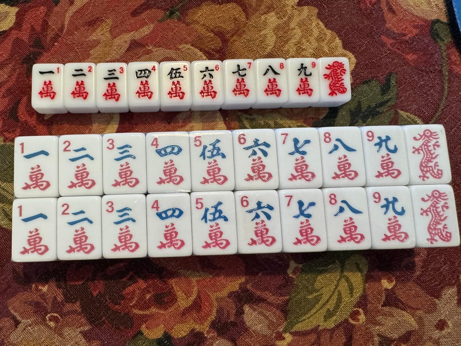 Mini Mahjong Set, American Mahjong Game Set with 166 Blue Tiles (0.94’’/24mm), 4 Racks & Thickened Blue Printed Bag, Portable Travel Mahjong Tiles Set customer photo 2