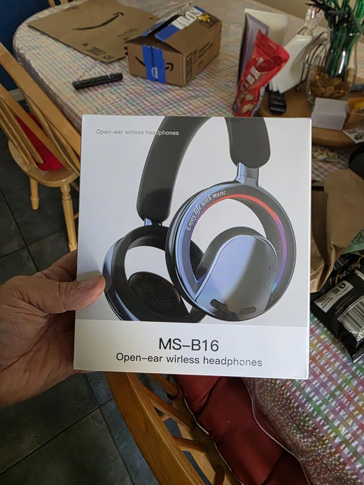 Open Ear Open-Back Headphones Wireless Bluetooth Gaming Headset with Mic for PC Switch Xbox One PS4 PS5, 3.5mm Wired Breathable Lightweight Over Ear Headphones with Microphones Adjustable RGB Light customer photo 1