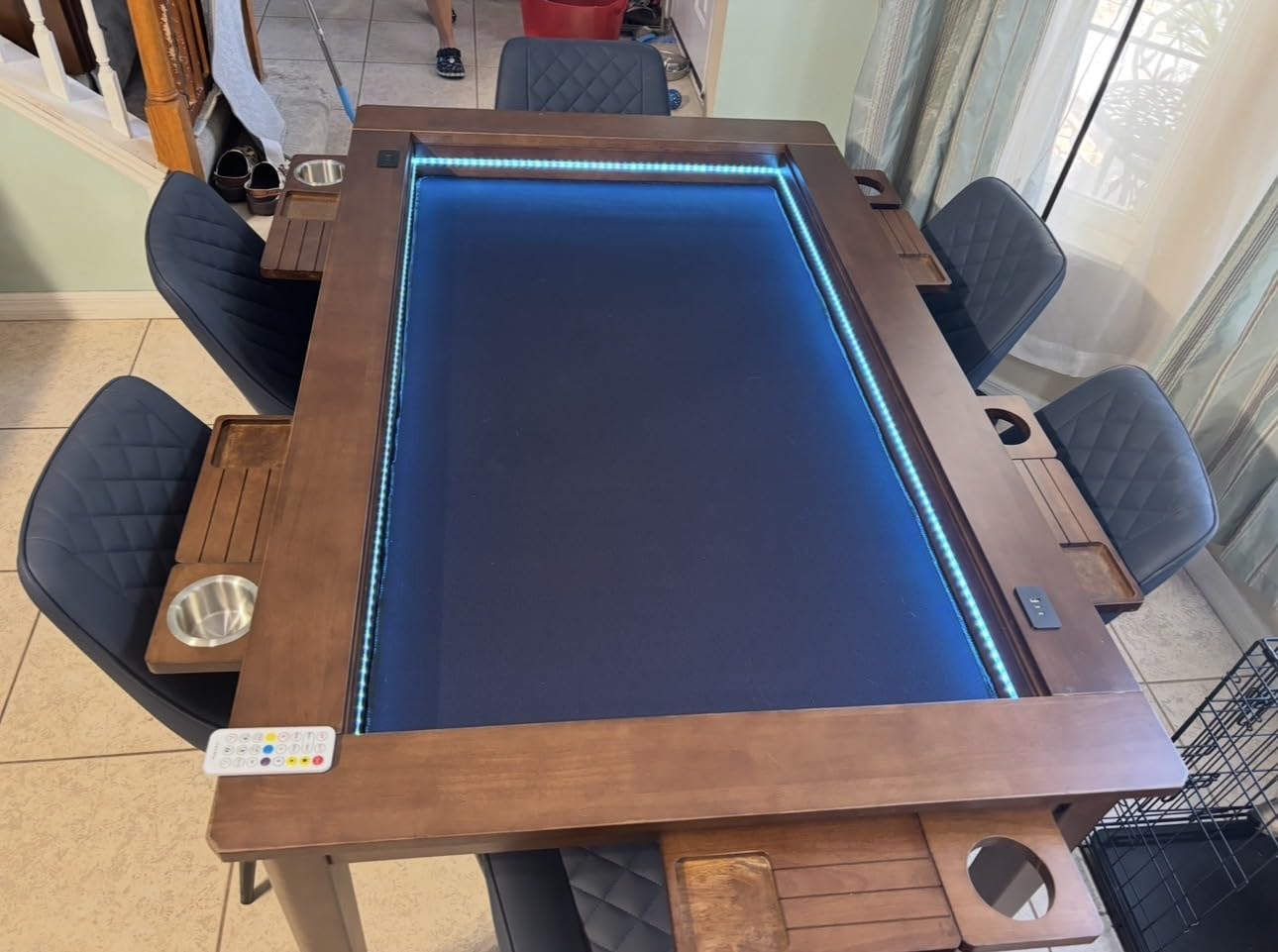 Solid Wood Board Game Table with Colorful Led Lights, Dining/Gaming Table customer photo 1