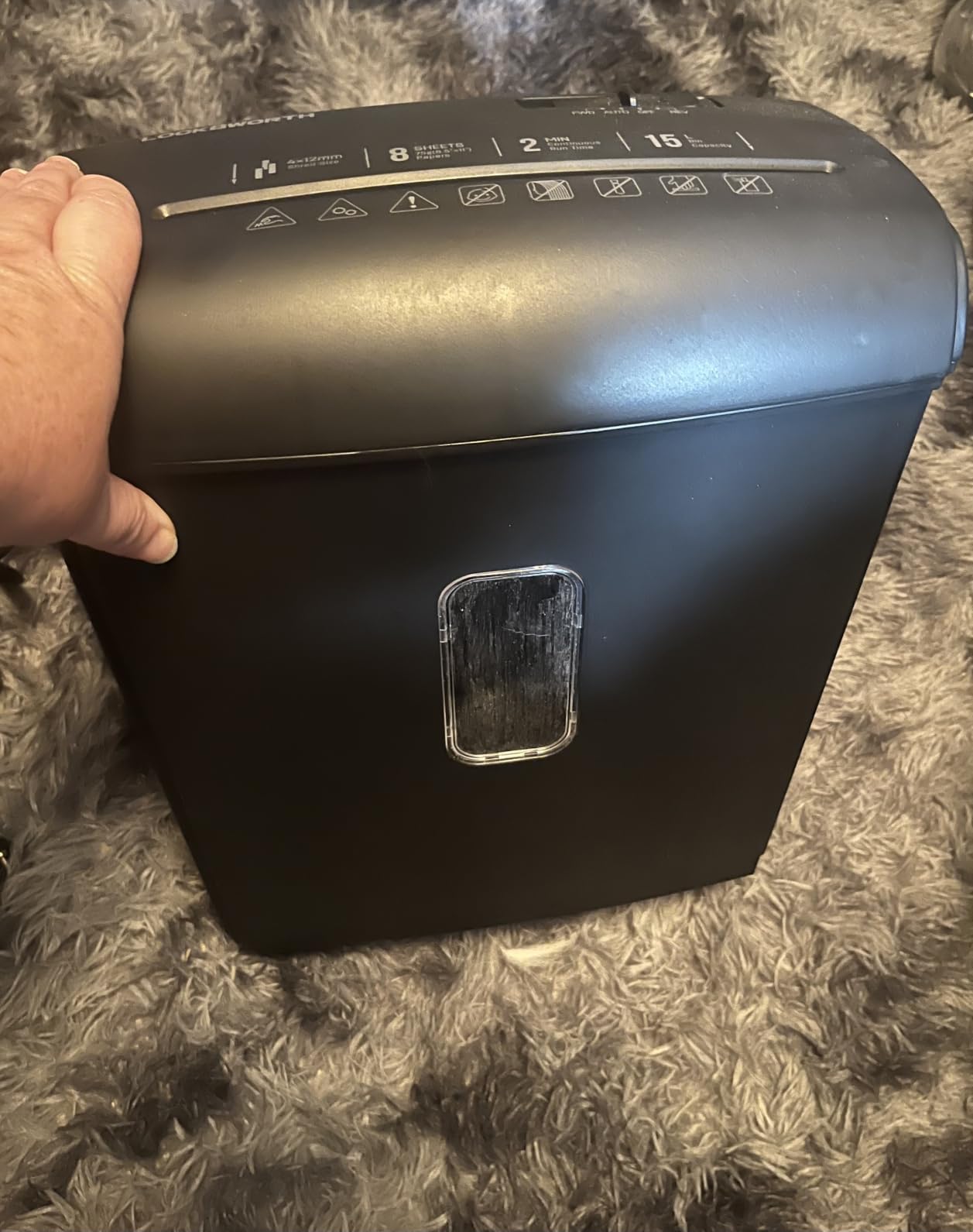 Locksworth 200-Sheet Micro Cut Shredder for Home Office, 8.5 Gallons Bin P-5 High Security Shredders for Paper, CD, Credit Card, Staple, Clip, Heavy Duty Commercial Paper Shredder with Casters customer photo 2