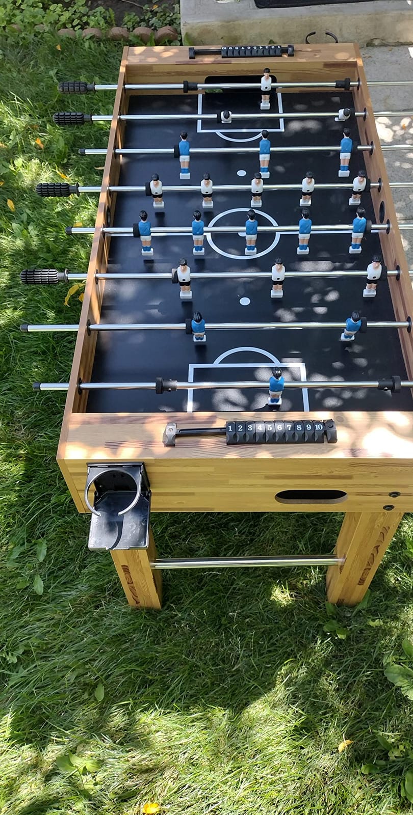 SereneLife 48in Foosball Table, Competition Size Soccer Game Table for Kids and Adults, Home Game Room Arcade Set, Leveling Legs, Engineered Wood, Chrome Steel Rods, 2 Balls, 2 Cup Holders customer photo 1