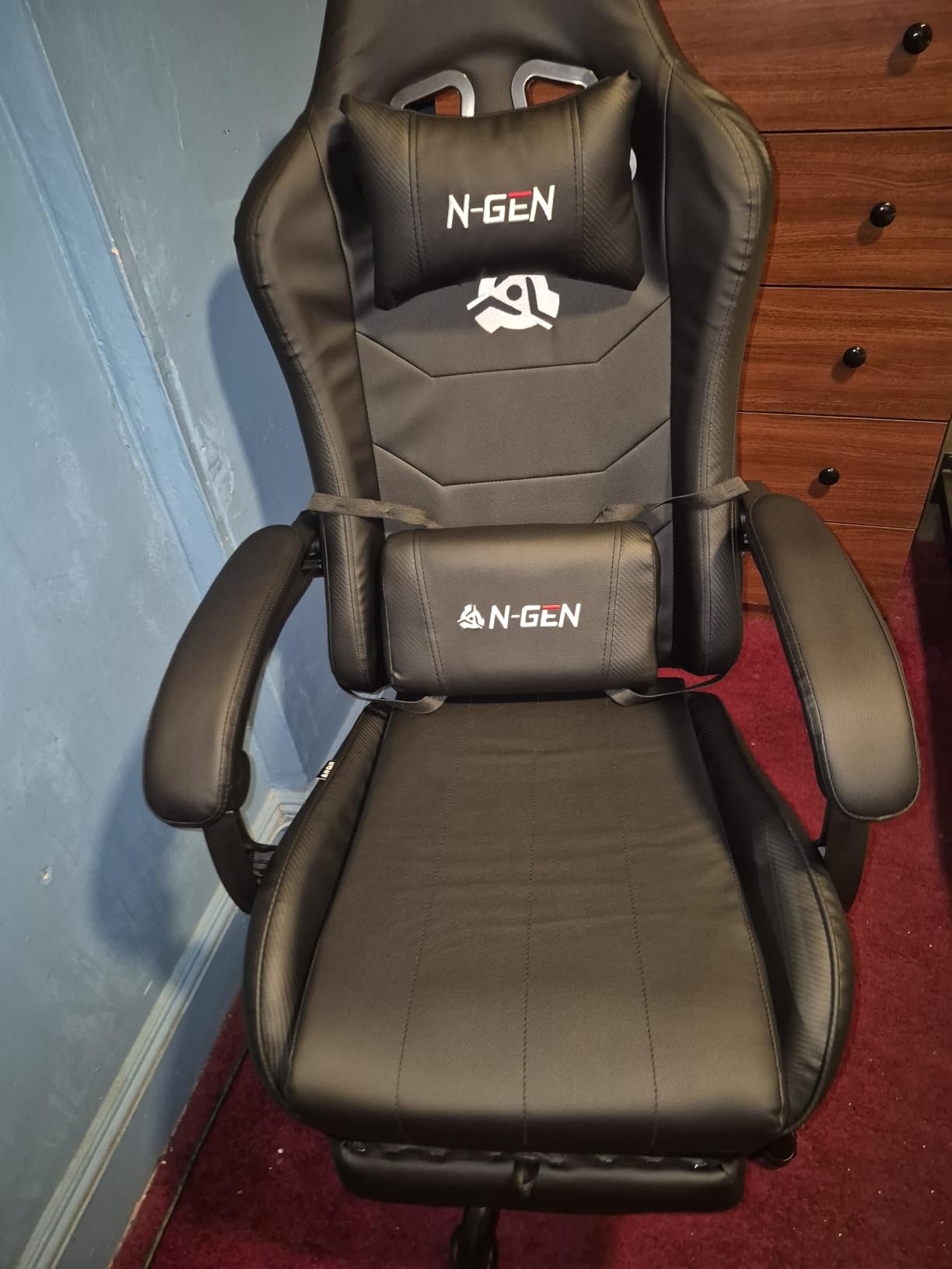 N-GEN GAMING Gaming Chair with Footrest, Lumbar, High-Back, Pink White customer photo 1