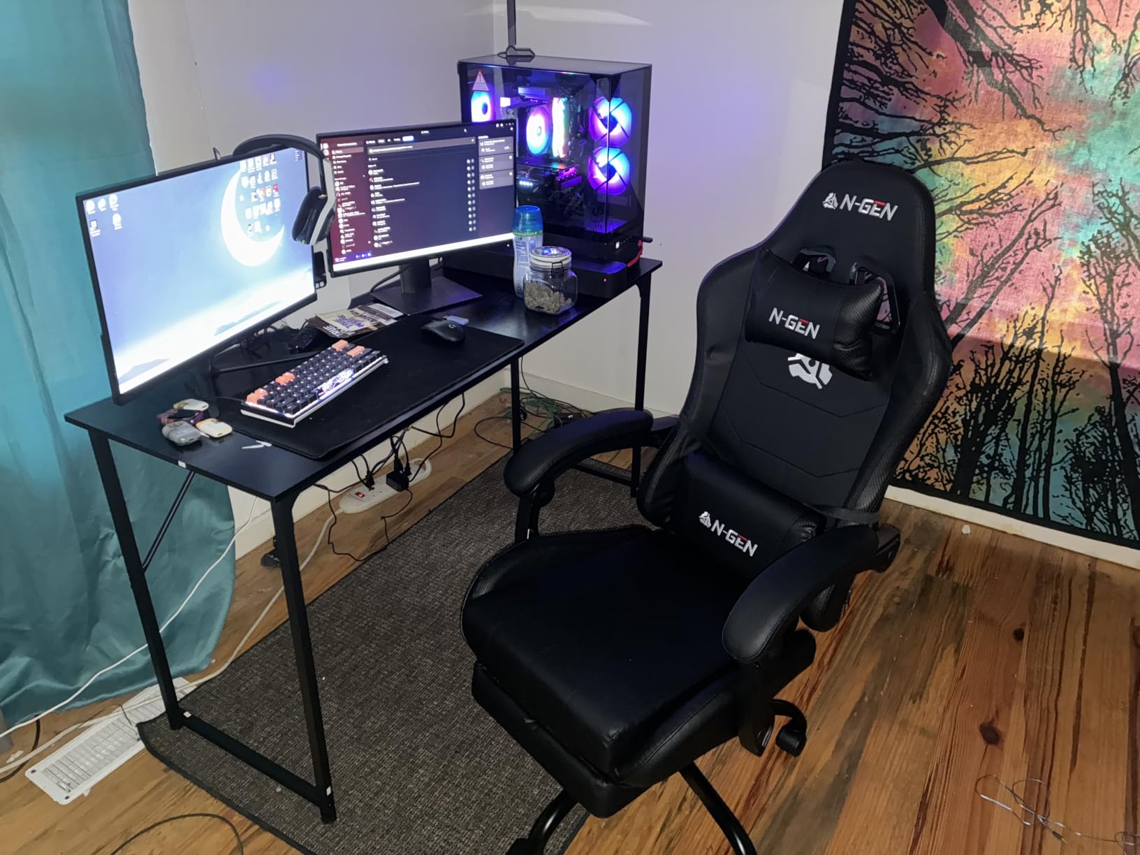 N-GEN GAMING Gaming Chair with Footrest, Lumbar, High-Back, Pink White customer photo 2