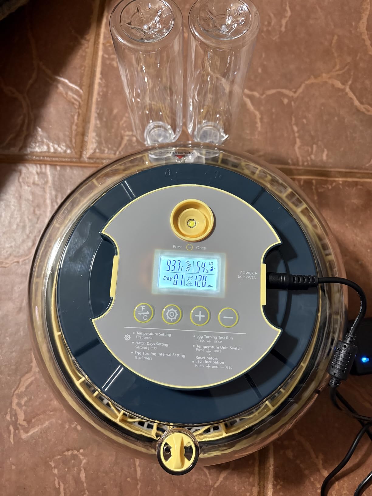 Incubators for Hatching Eggs, 56 Eggs Incubator with Egg Candler, Auto Egg Turner, Temp & Humidity Control, Hatch Day,360° Viewing for Chicken,Duck,Quail Eggs,Ideal for Farm,School and Lab,Blue&Yellow customer photo 1