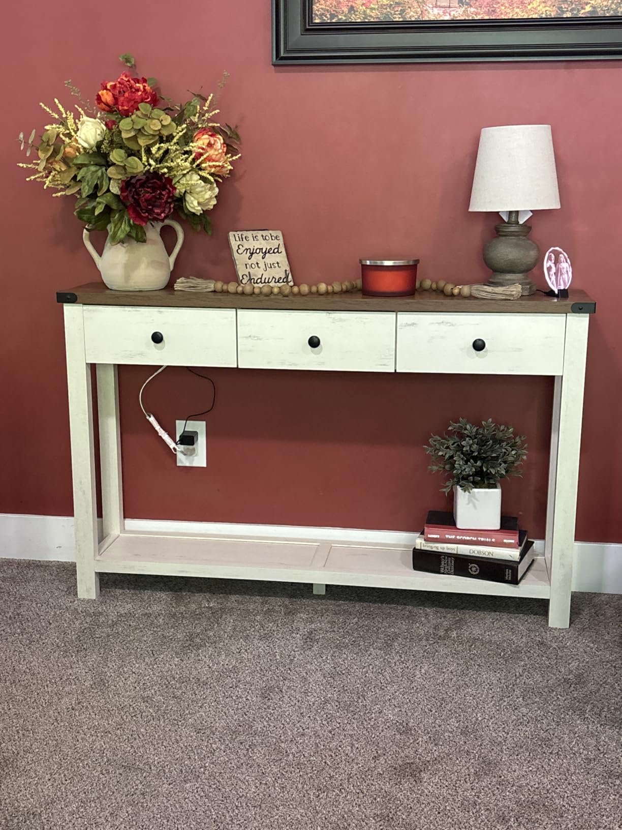 VASAGLE 63 Inche Narrow Console Table with 3 Drawers and Open Storage Shelf customer photo 1