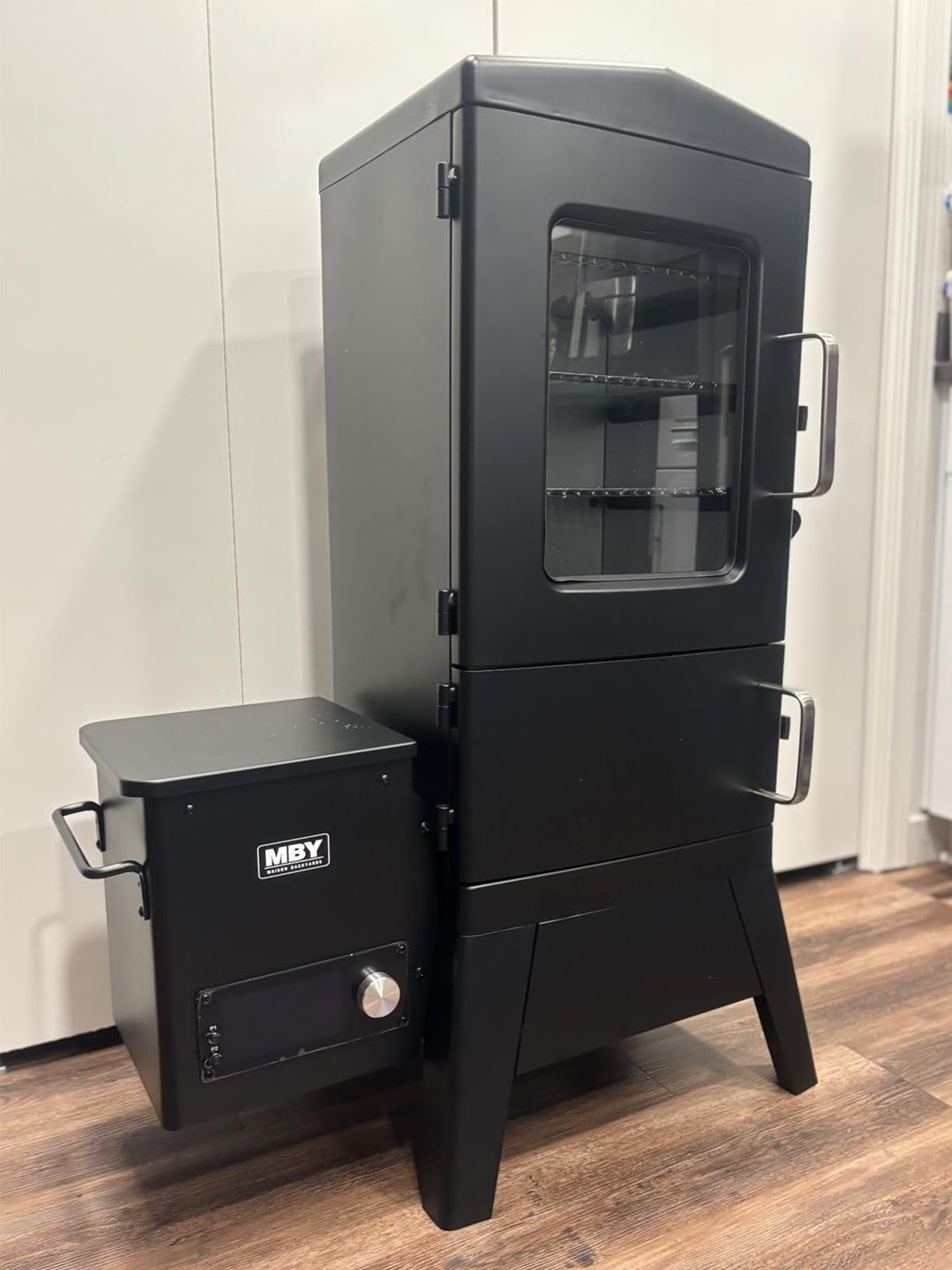 Pellet Smoker with Cover, Electric Wood Pellet Smoker Grill With Meat Probe and Hook, 616 Sq in Cooking Area LED Display Temperature Control, Outdoor Cooking, Patio, Garden Barbecue customer photo 1