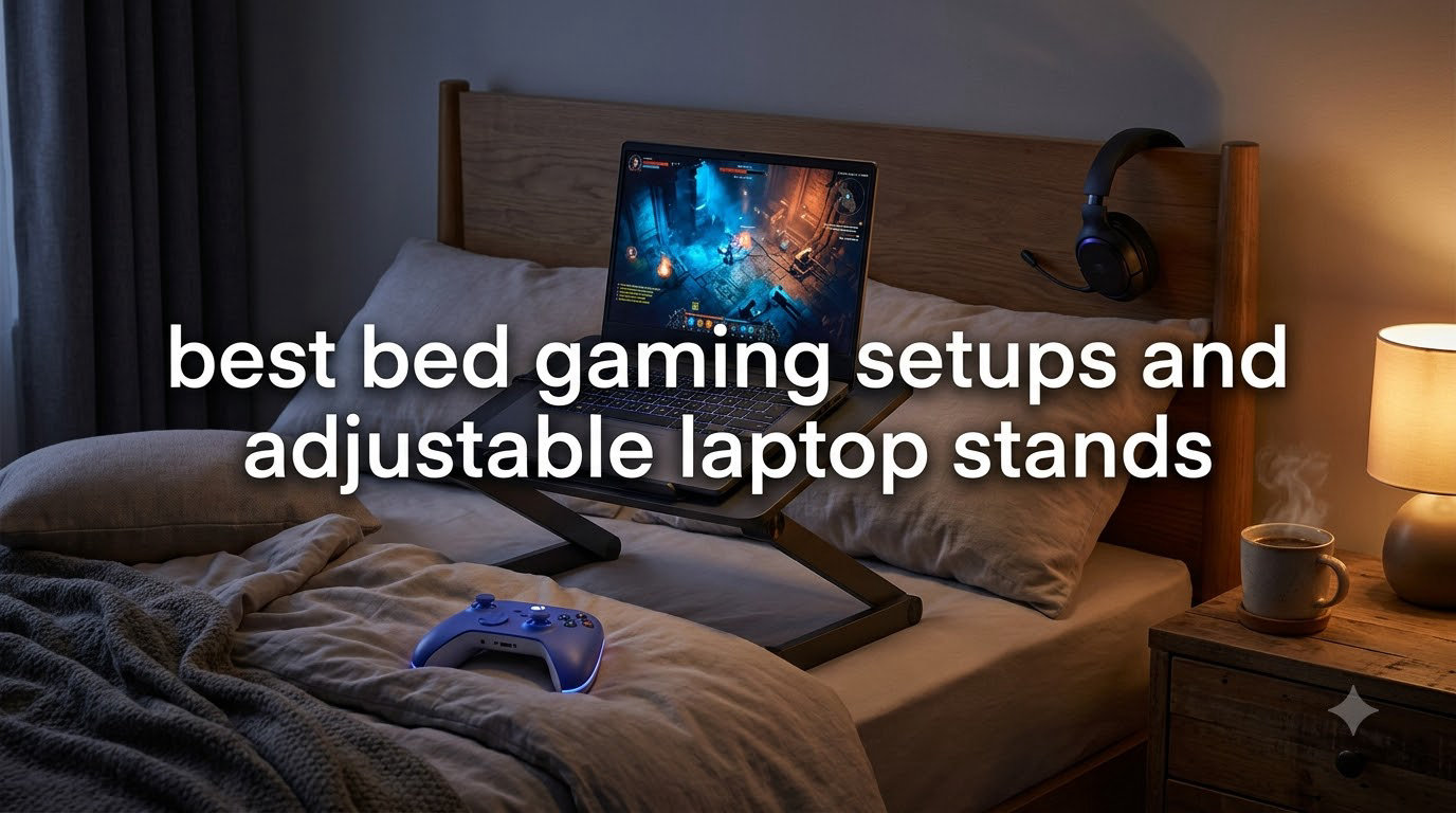 best bed gaming setups and adjustable laptop stands
