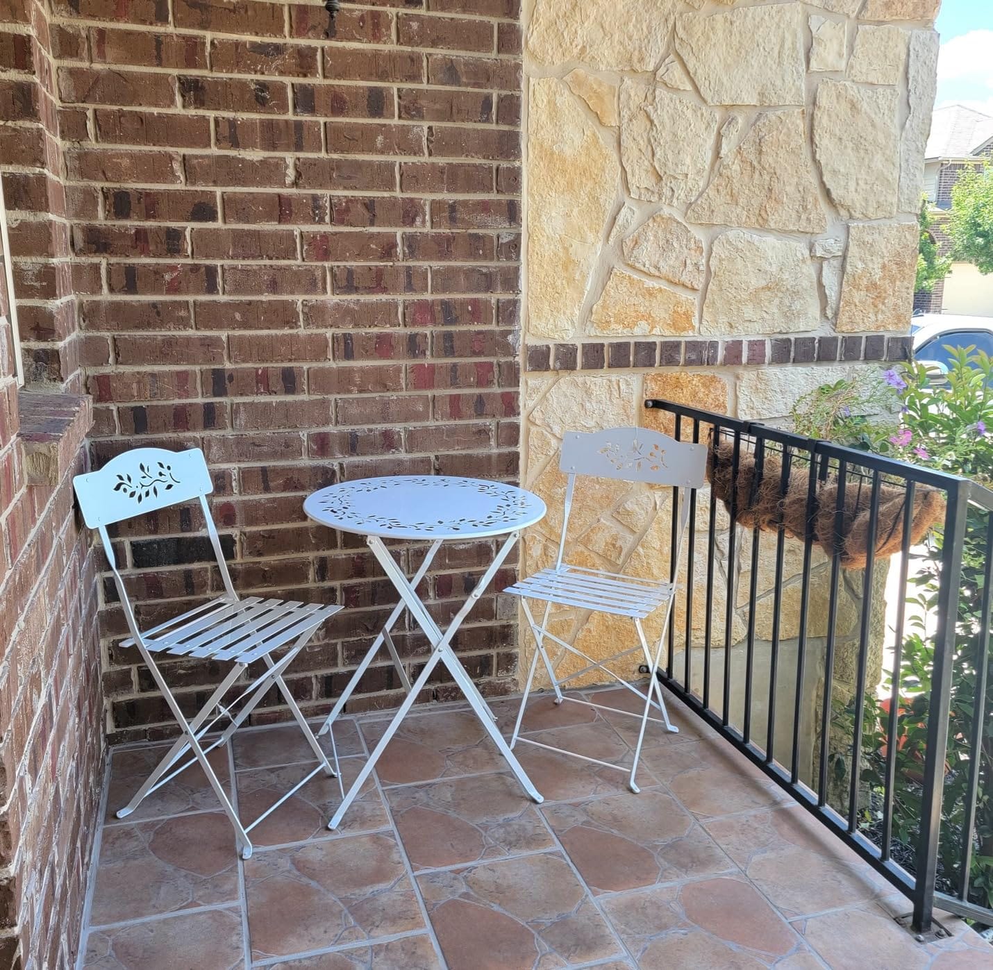 Alpine Corporation 3-Piece Bistro Set with Folding Table and 2 Chairs, Durable Steel Indoor/Outdoor Patio Furniture, Compact Seating, Blue customer photo 1