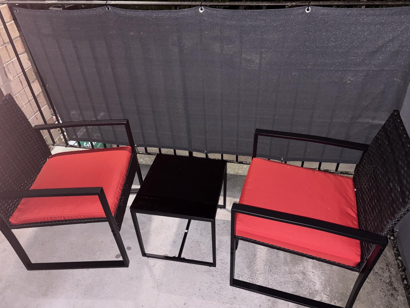 Flamaker 3 Pieces Patio Furniture Set Outdoor Wicker Bistro Chair (Black) customer photo 2