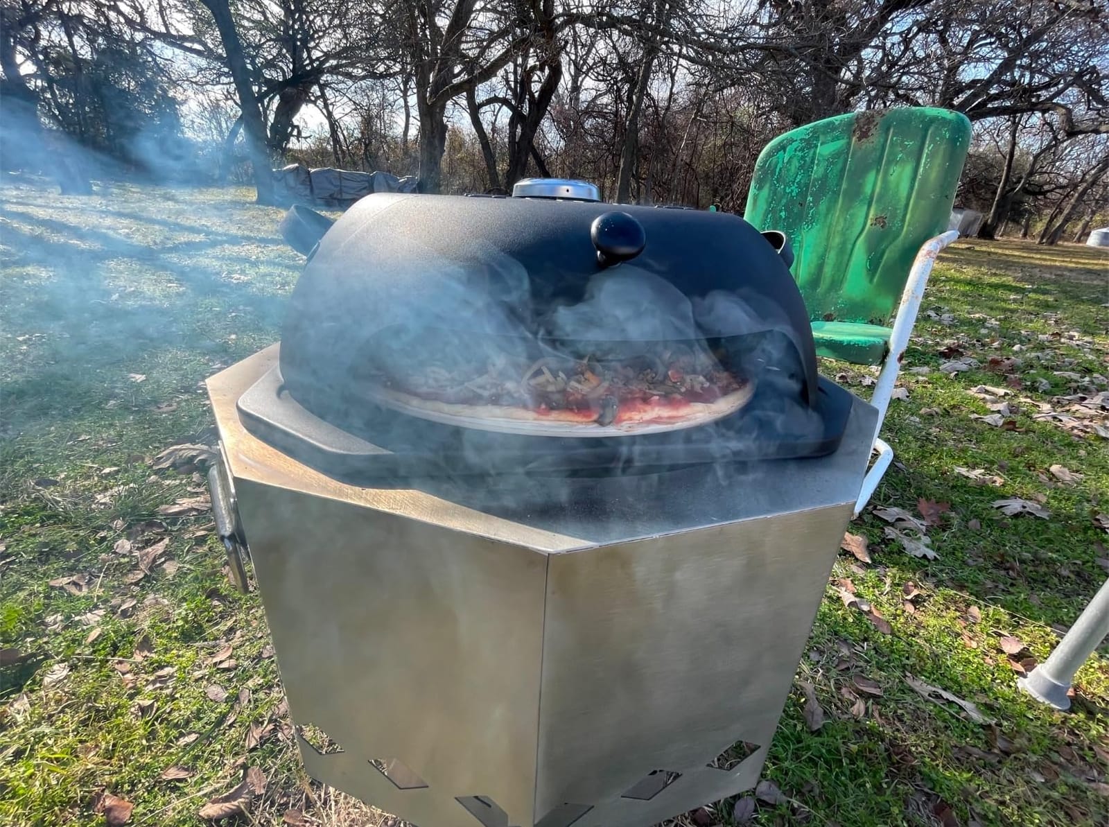 HeatGuard Pro Geras Pizza Oven for Grill - Grill Top Pizza Oven For Outdoor Camping - Pizza Stone, Pizza Peel Kit - Portable Backyard BBQ Pizzas Maker Charcoal, Pellet, Propane Gas Wood Attachment customer photo 1