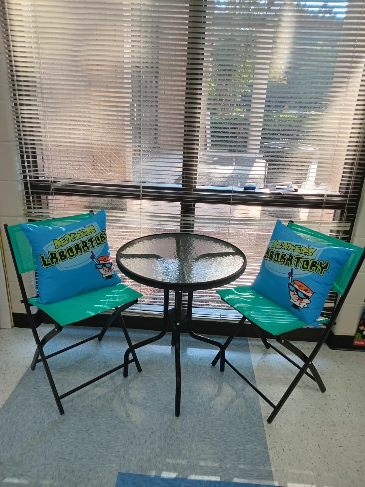Best Choice Products 3-Piece Patio Bistro Dining Furniture Set w/Textured Glass Tabletop, 2 Steel Folding Chairs, Polyester Fabric - Sage customer photo 1