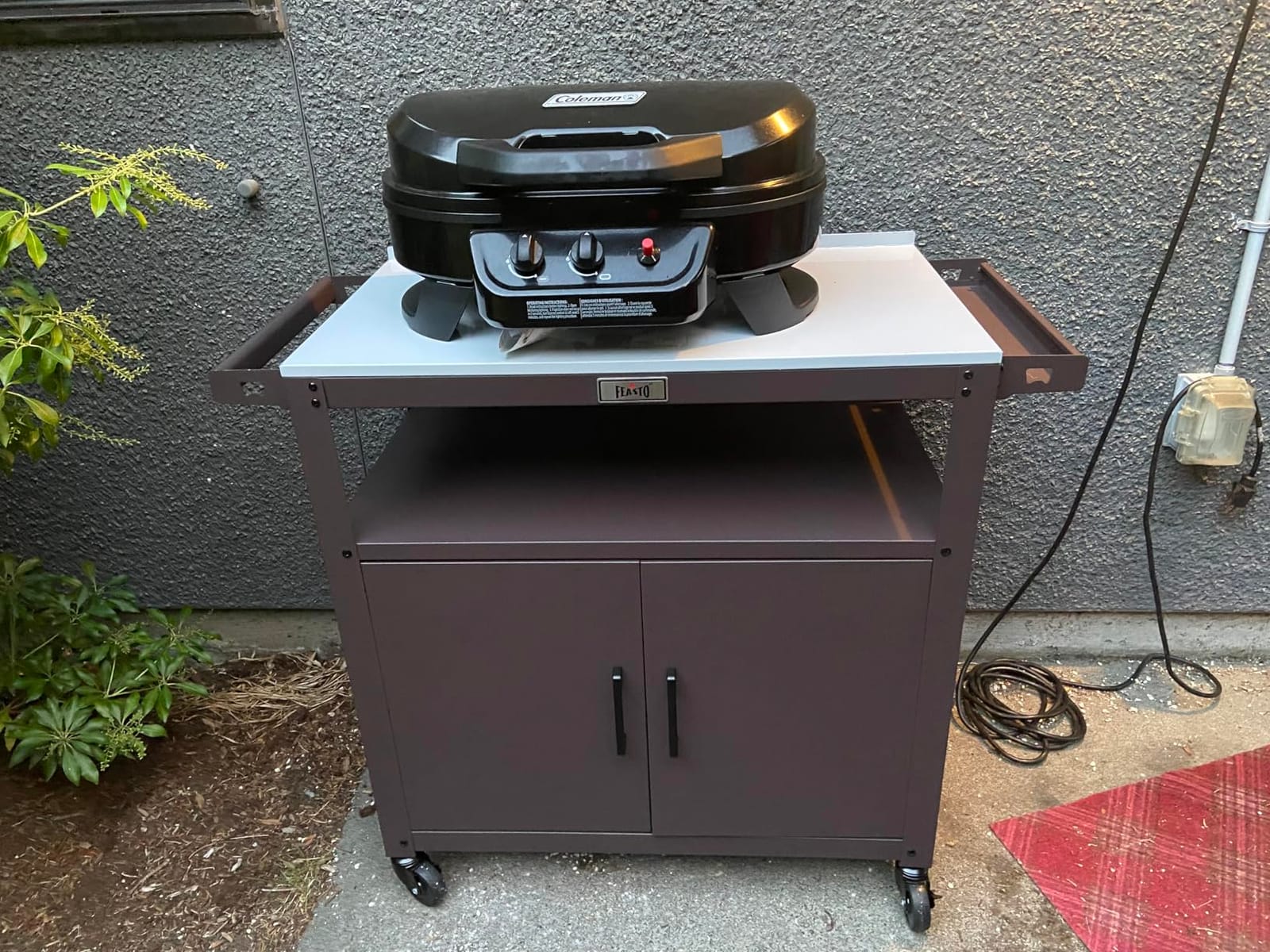 Feasto Outdoor Grill Cart w/Storage Cabinet, Stainless Steel Top, Brown customer photo 1