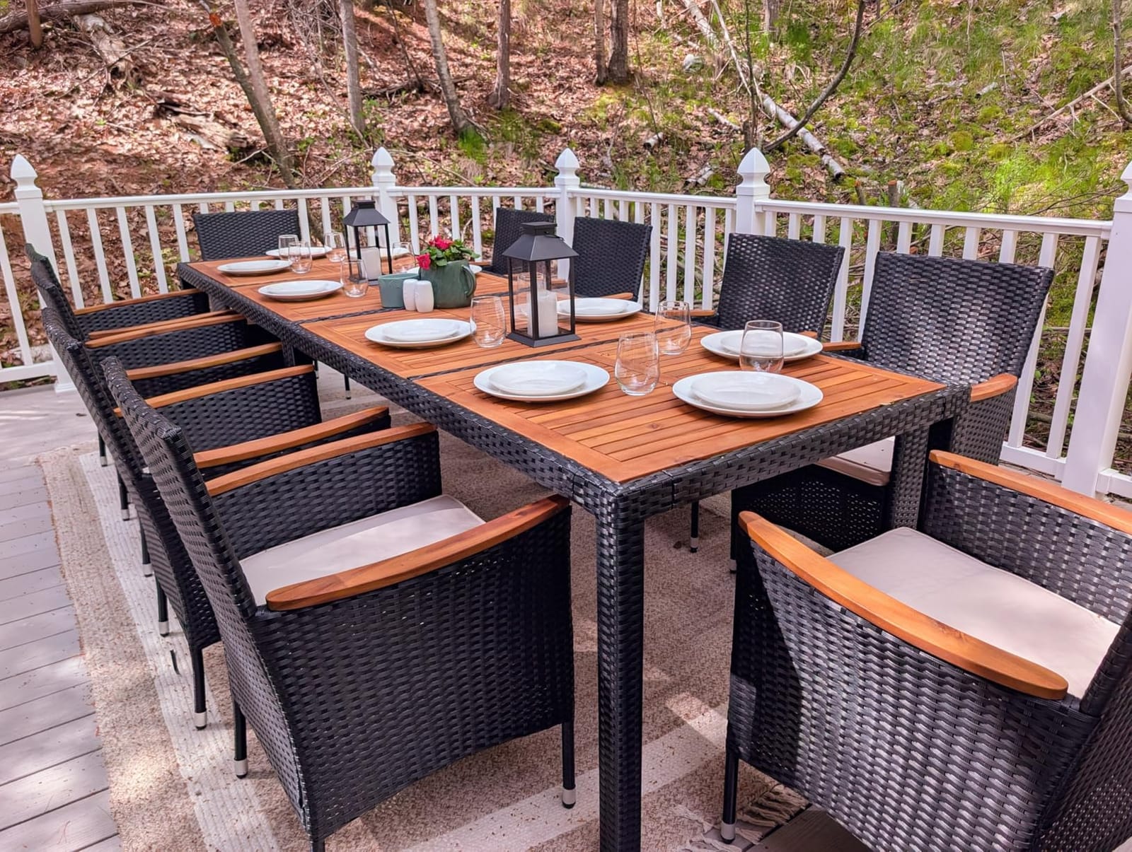 Yaheetech 7 Piece Patio Furniture Set, Outdoor Dining Acacia Wood Table Top customer photo 1