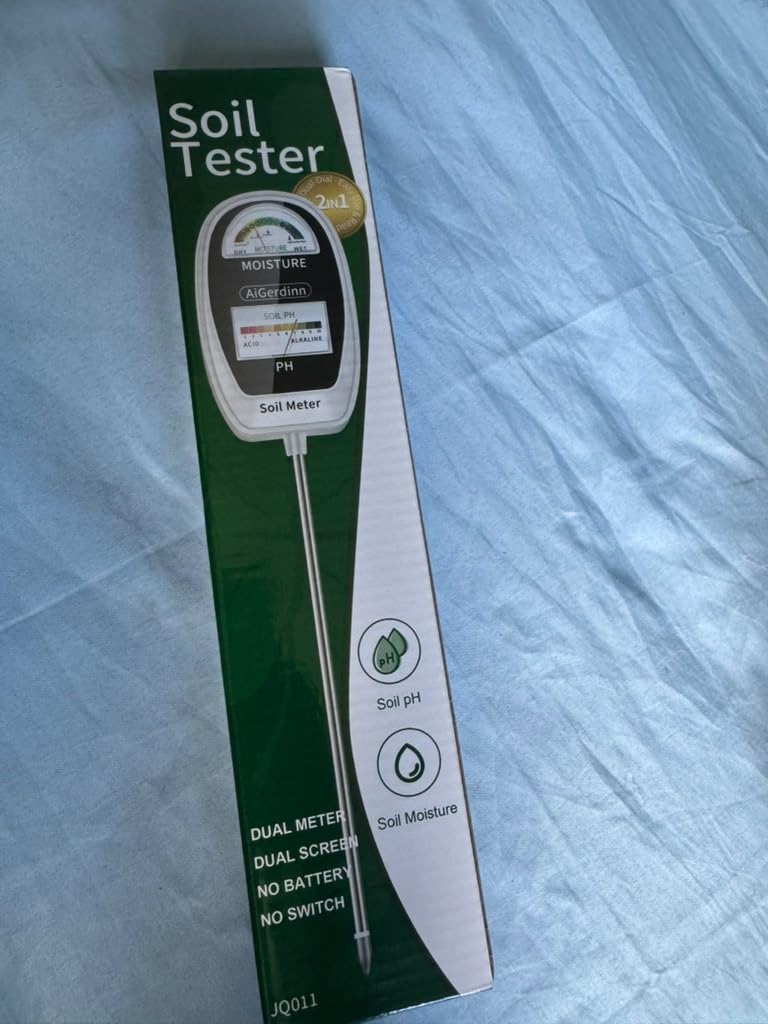 Soil Test Kit, 2-in-1 Soil Moisture Meter, Soil pH Meter -Dual Dial-Simultaneously-Display Results-Soil pH Tester, Moisture Meter for Garden,Lawn,Farm Indoor&Outdoor Plants-PureWhite customer photo 1