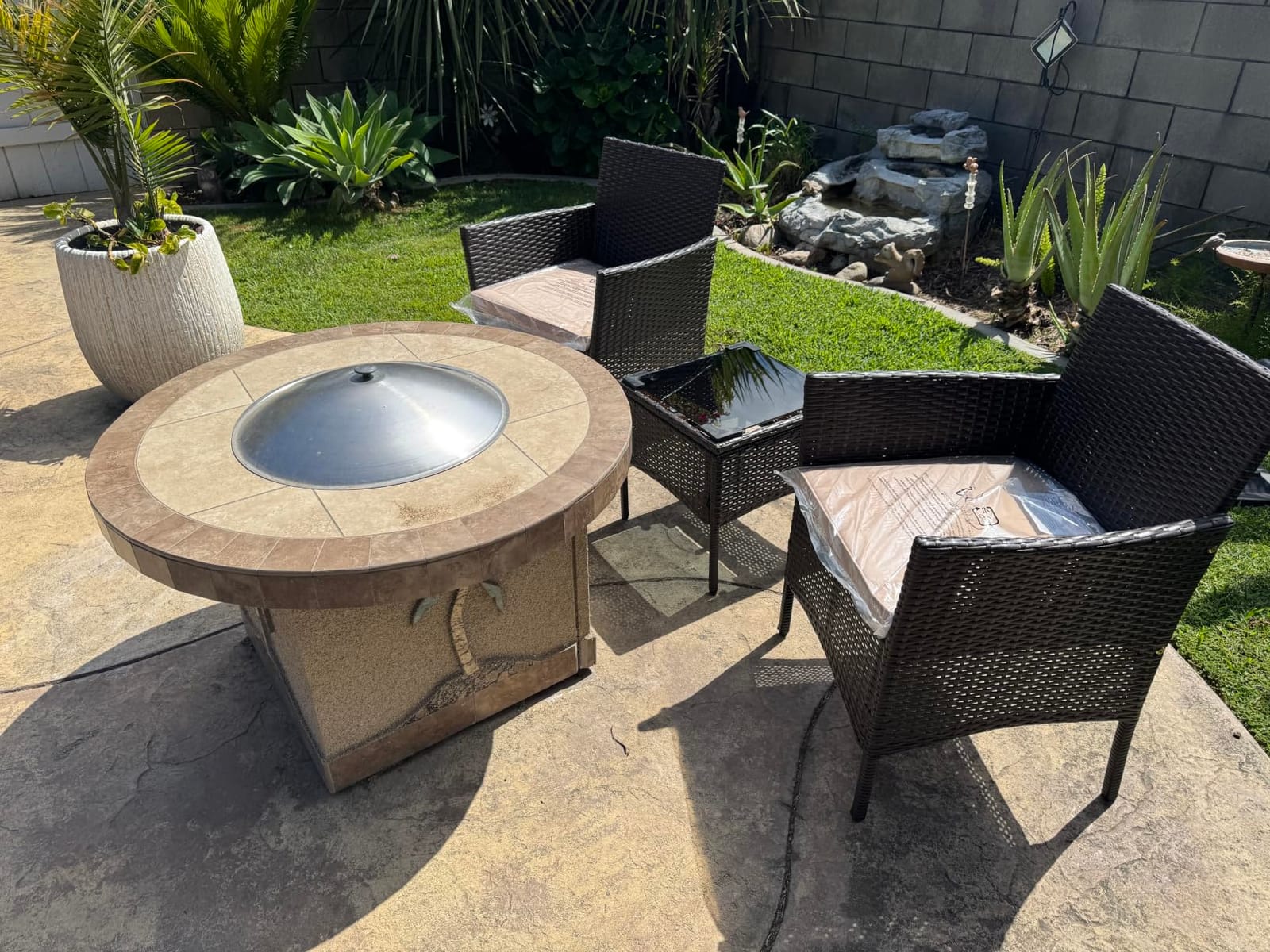 Yaheetech 3 Pieces Patio Conversation Set, Outdoor Rattan Bistro Furniture, 2 Chairs with Cushions & 1 Side Table for Bistro/Porch/Garden/Deck/Courtyard, Black/Khaki customer photo 2