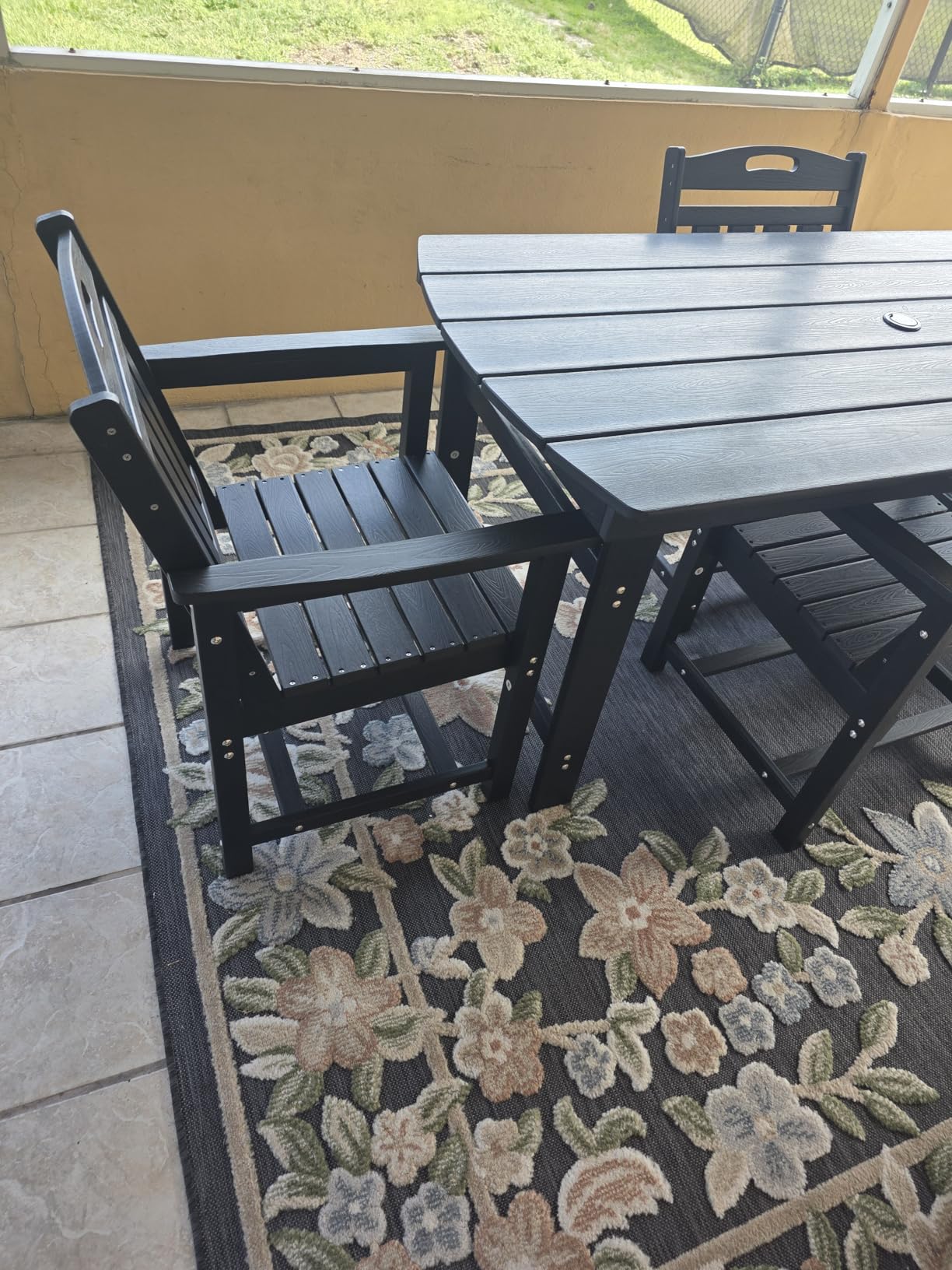 HDPE Outdoor Dining Set, Patio Table and 6 Chairs, 2