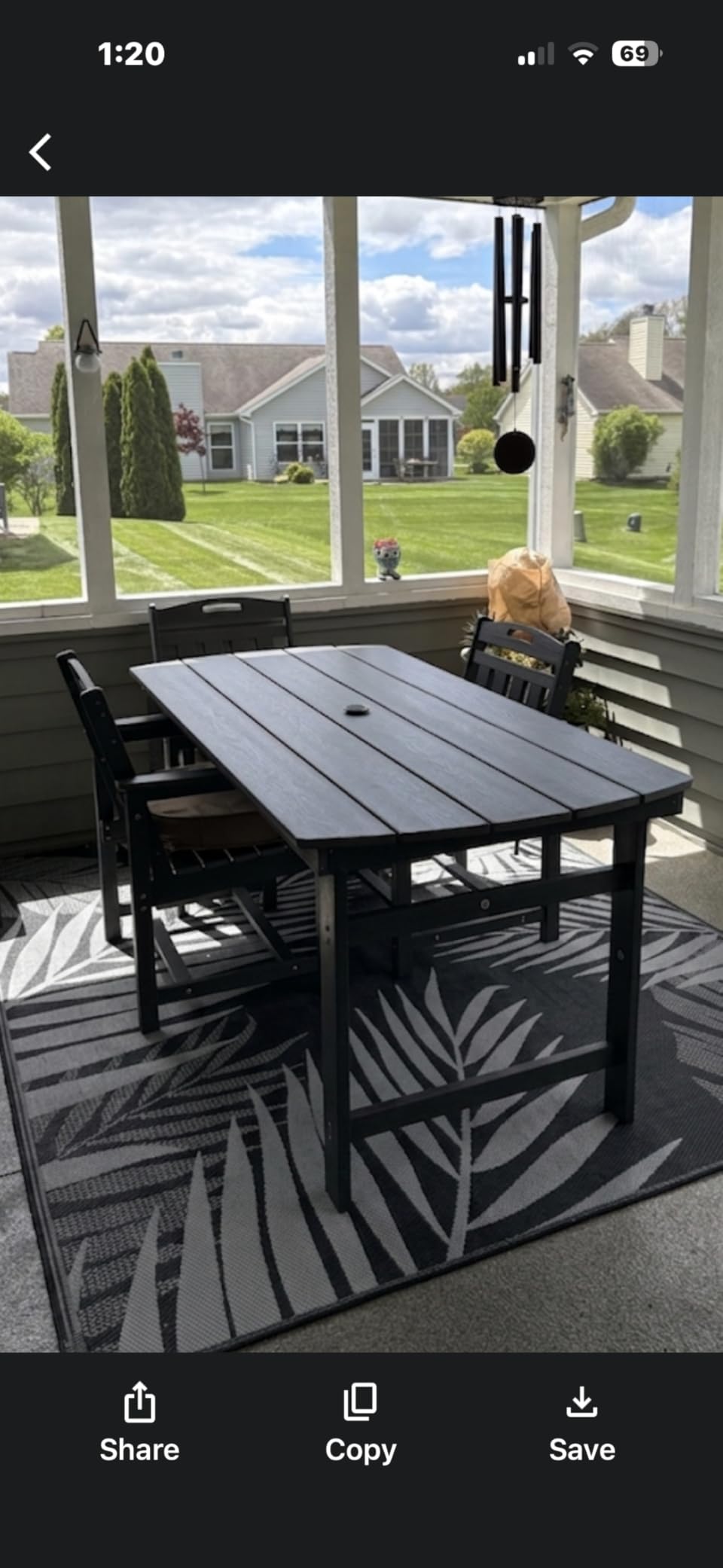 HDPE Outdoor Dining Set, Patio Table and 6 Chairs, 2