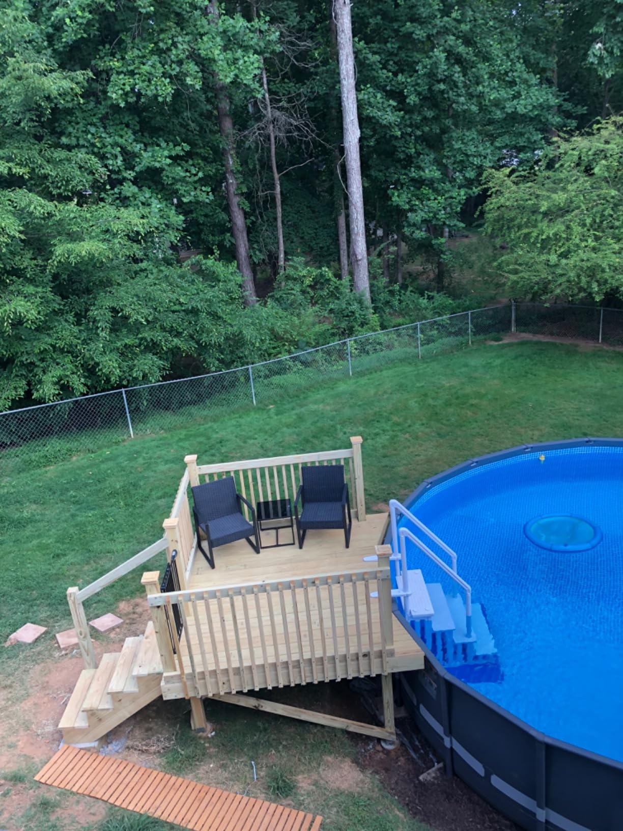 XtremepowerUS Above Ground Swimming Pool Ladder and 4-Step System with Handrails, Heavy-Duty Entry Ladder for Deck to Pool Access, Safety Step Design customer photo 2