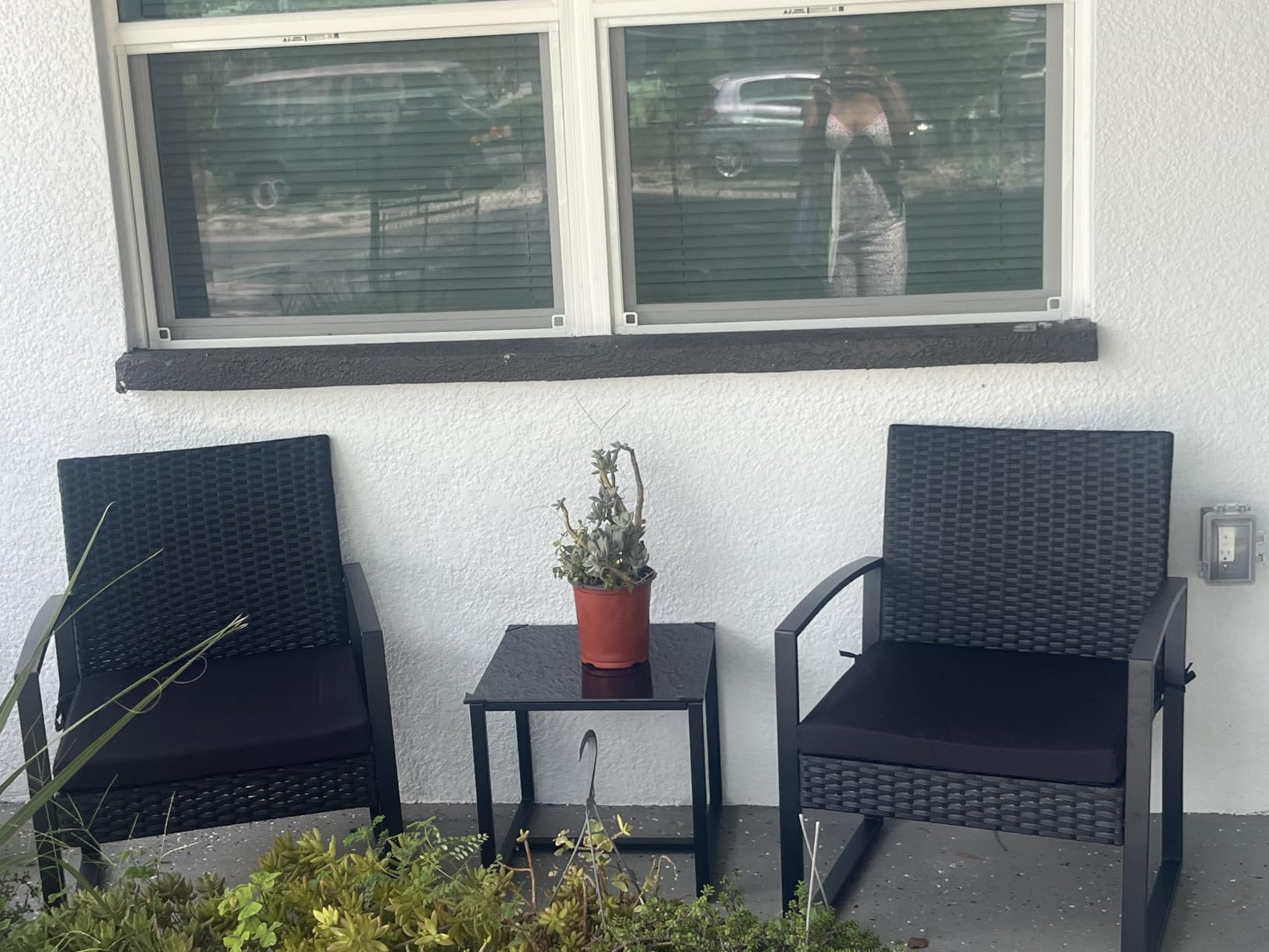Murago 3-Piece Wicker Patio Bistro Set, Outdoor Conversation Set customer photo 2